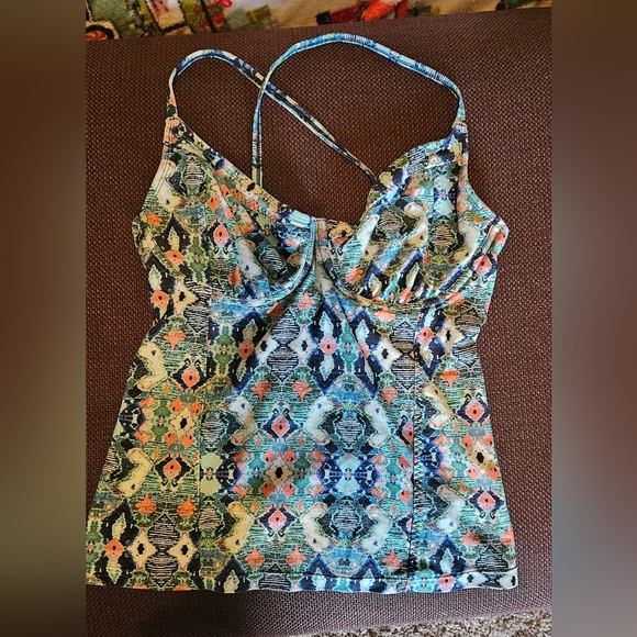 Athleta Taza Kaimana Tankini Electric Jade SIZE 34 D/DD - Picture 3 of 5